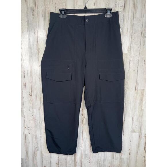Zella Black Getaway Drawstring Cargo Pockets Button Closure Crop Pants Size L - Picture 2 of 12